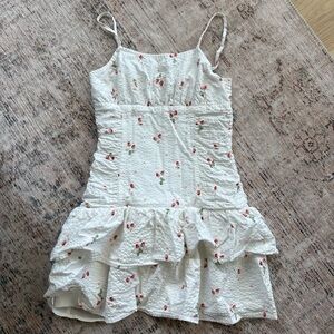 White Cherry-Print Ruffle Sundress for Kids
